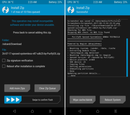 install system-less xposed framework oreo