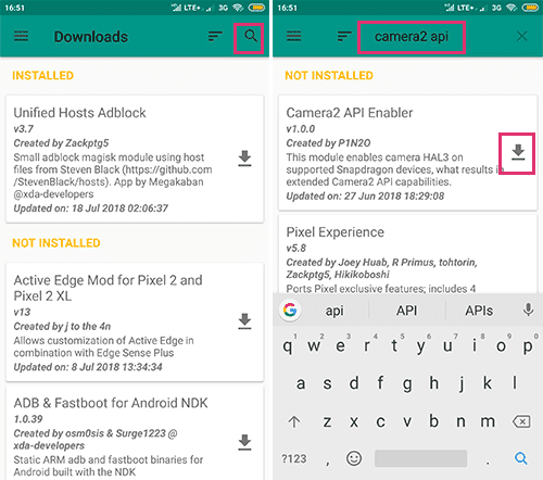 Search for camera2api on magisk manager