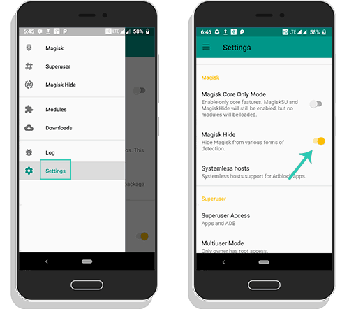 set magisk hide