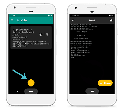 flash taichi magisk module on android 10 devices